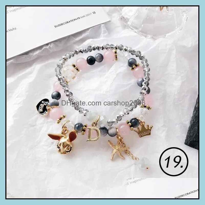 10pcs/lot Bohemia Multicolor Strands Beaded Natural Stone Crystal Bracelets For Women Mix Style Fashion Party Gift Jewelry Wholesale