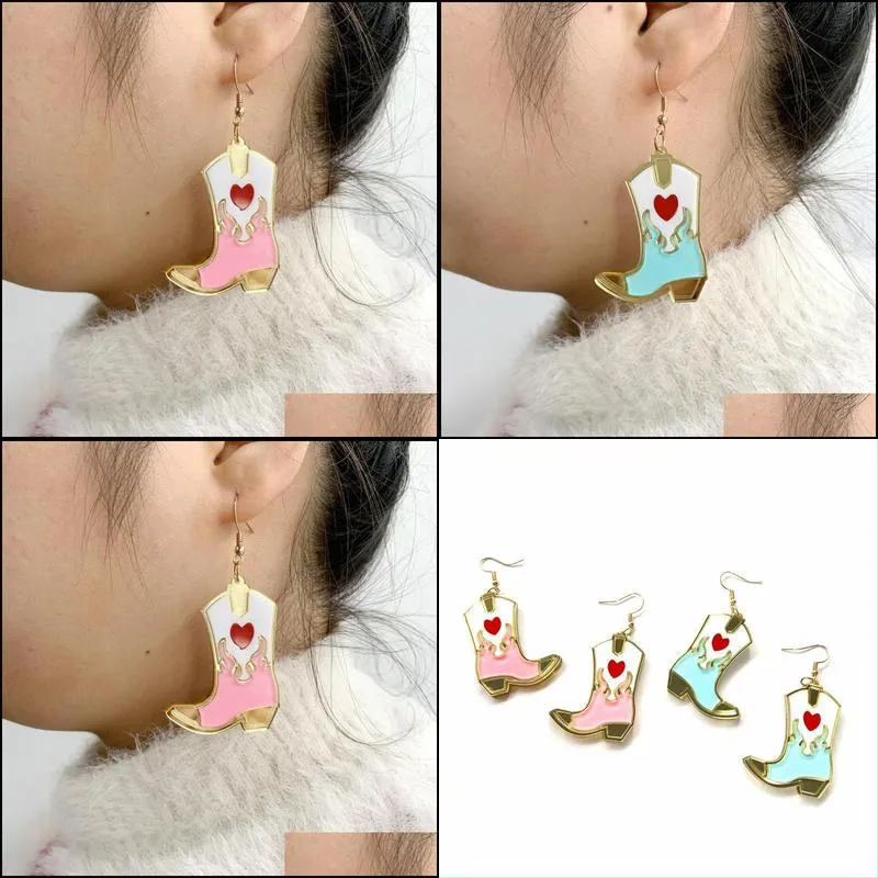 Pink Blue  Boot Dangle Earrings for Women Trendy Acrylic Drop Earring Jewelry Fashion Accessories