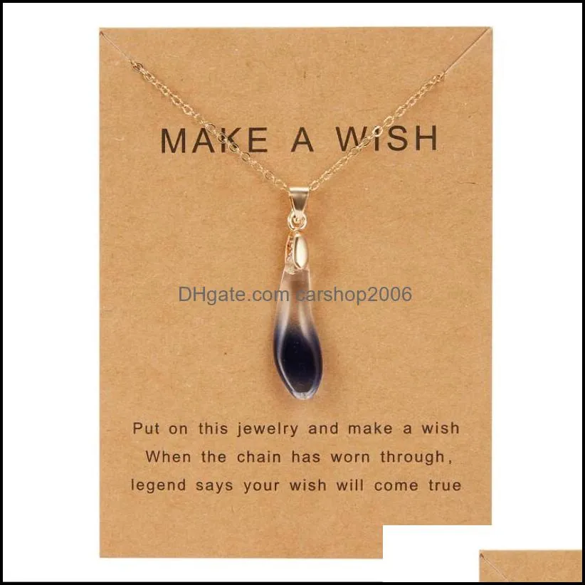 Natural Stone Water Drop Necklace Lover Opal Stone Waterdrop Pendant Necklace Charm Jewelry Unique Jewelry