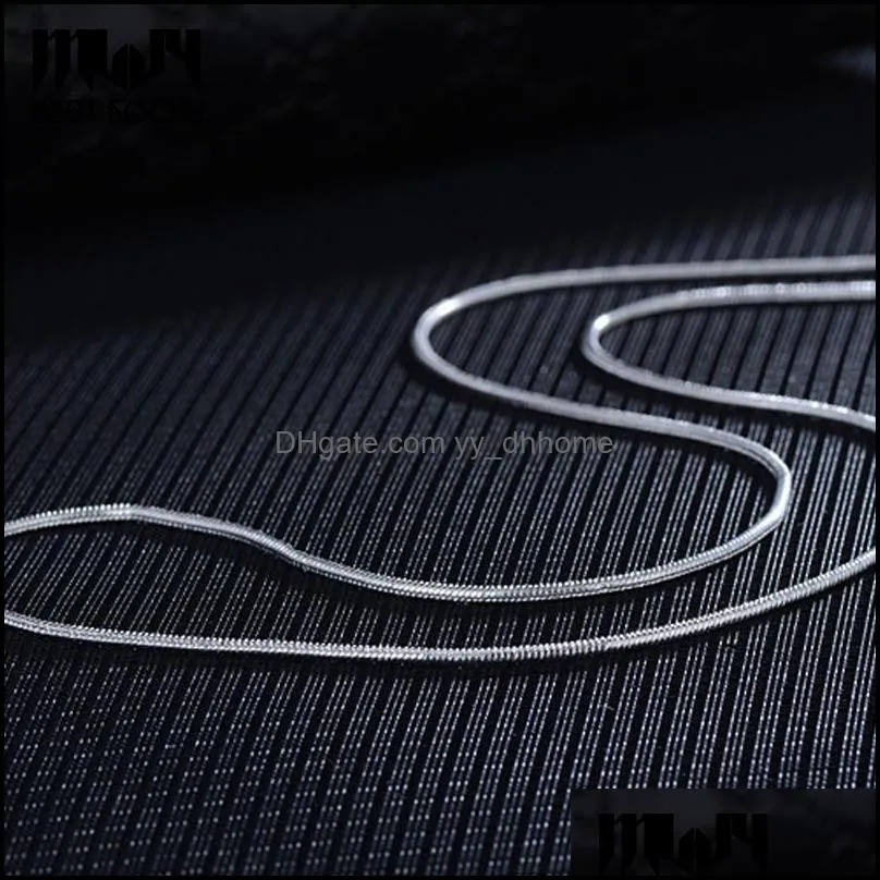 Generic Chains 925 Silver Necklace Fashion Snake Chain Necklace Simple Jewelry 1.2 mm Necklaces 16 18 20 22 24 26 28 inches