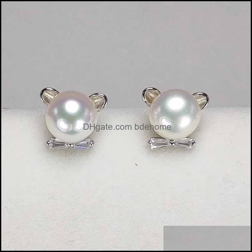 8 Styles Pearl Earrings S925 Sterling Silver Stud Earrings Summer Style 6-7mm Pearl Earrings for Women Girl DIY Wedding Gift 8