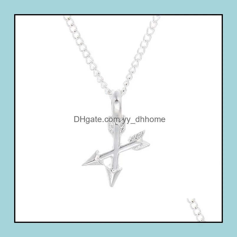 Aim High Crossing Arrows Reminder Pendant Necklaces Friends Forever Clavicle Short Necklace for Women Jewelry Gifts