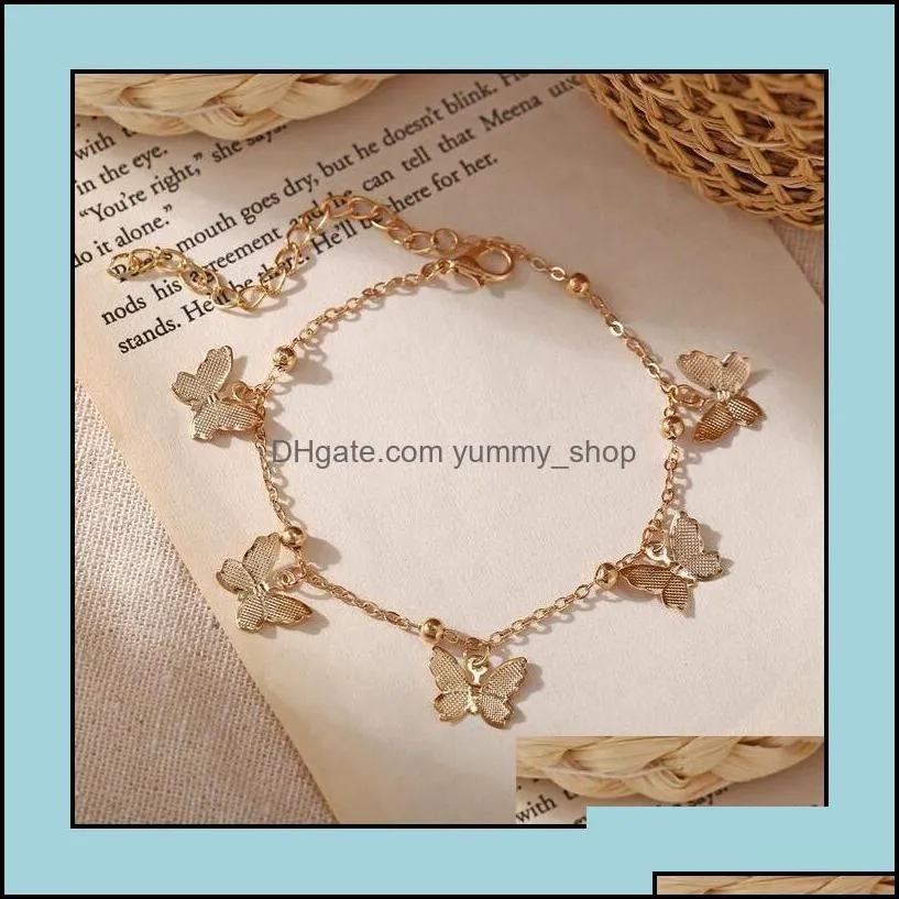 Anklets Jewelry Temperament Hollow Butterfly Fashion Foot Chain Gold Sier Beach Anklet For Women Drop Delivery 2021 Qw8Dj
