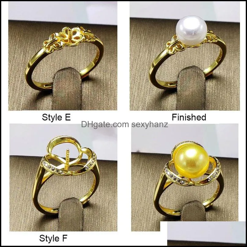 Fashion Pearl Ring DIY Pearl Rings Setting Gold Plated Zircon Ring for Women Fashion Jewelry Ring For Adjustable Size Christmas Gift