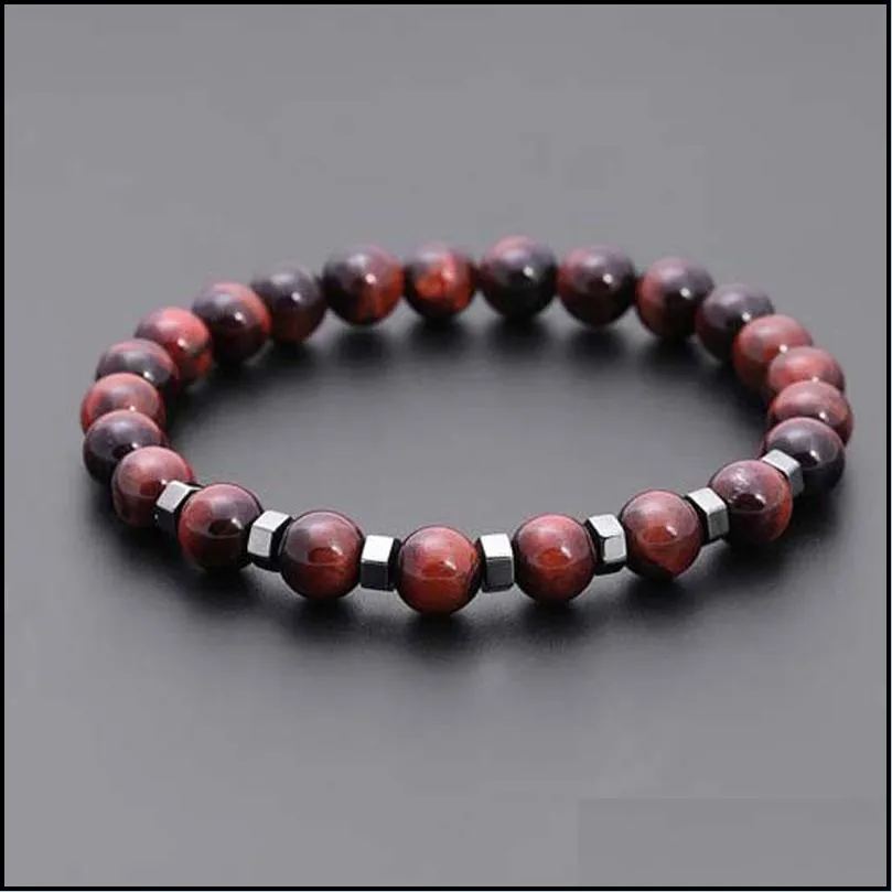 Natural Lava Stone Strands Charm Bracelets Handmade Beaded For Men Women Yoga Sports Party Club Jewelry