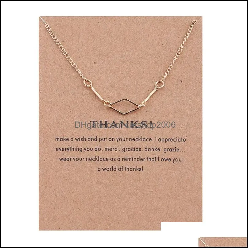 Flower Polygon Pendants Necklace Golden Charm Choker Necklaces Wishing Card Statement Jewelry Gifts Love Heart Clavicle Chain for