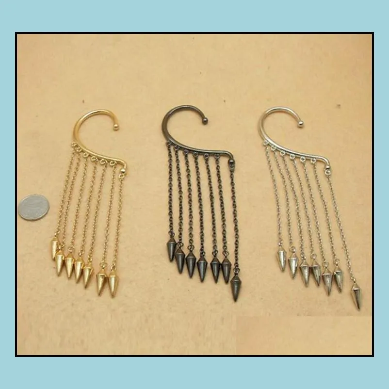 European and American punk designer Earless lug with fashional and orignal bullet long tassels ear cuff GD124