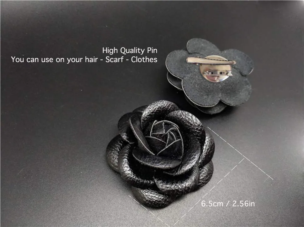 camellia brooch pin camellia flower pin leather brooch pin for women