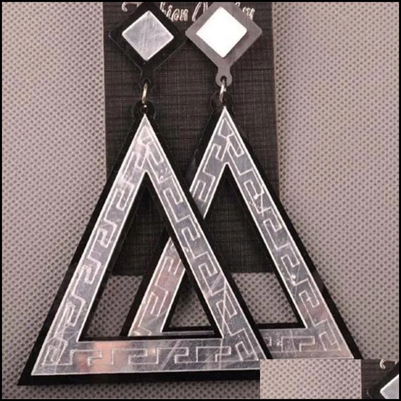 Acrylic Gold Silver Super Large Triangle Dangle Earrings for Women Fashion Jewelry