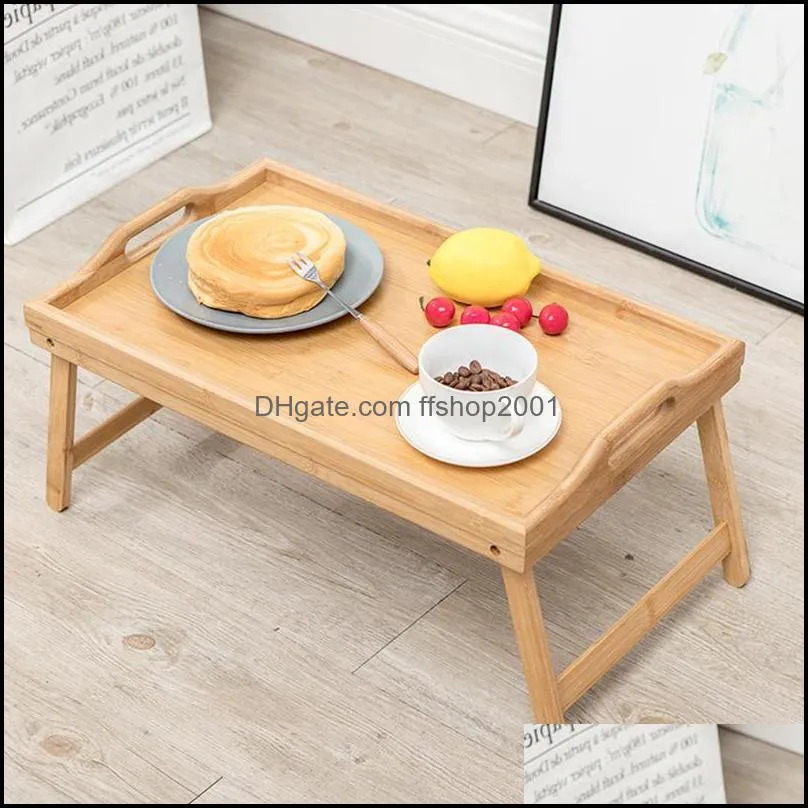 Folding Wooden Table Tray Laptop Computer Desk Stand Picnic Multifunction Bamboo Lazy Bed Book