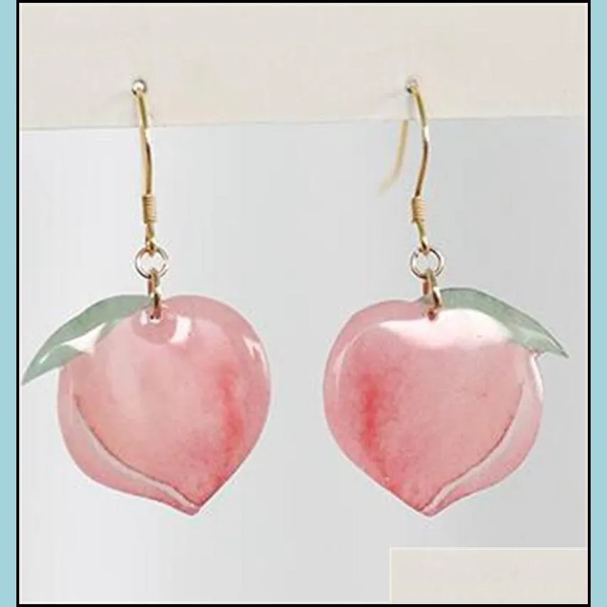 Stud Peach Shape Ear Hooks Sweet Lovely Acrylic Alloy Delicate Women Students Earrings Drop Jewelry Accessories Fashion Ear Studs Hot 1 5sm