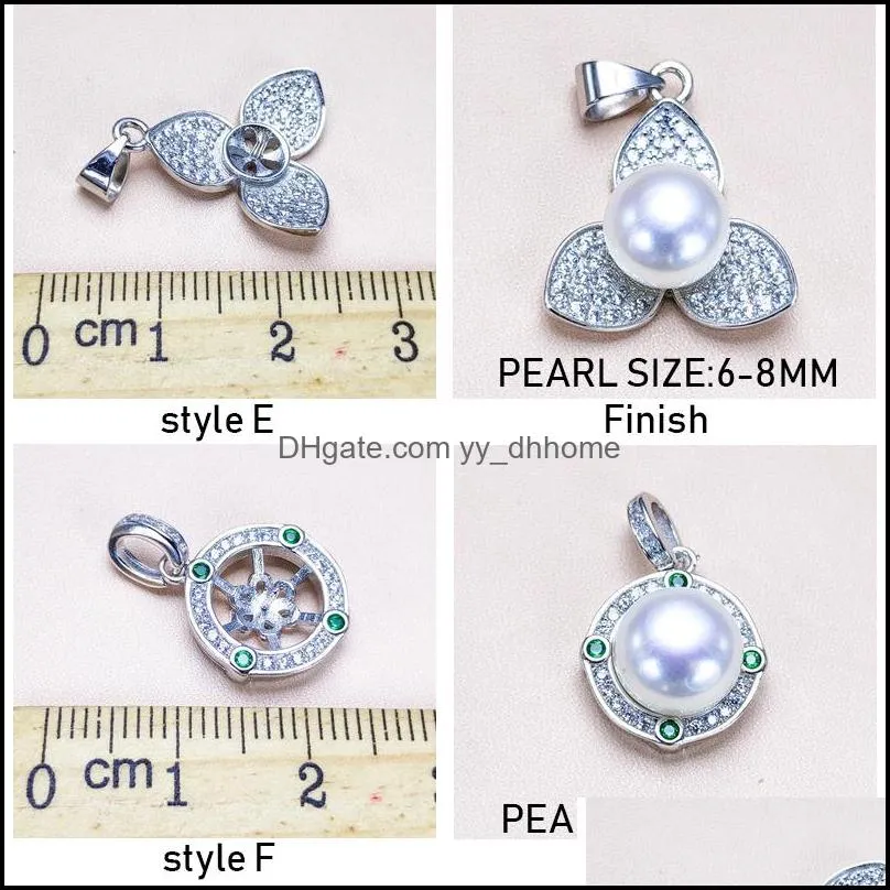 Pearl Pendant Settings 925 Sliver Pearl Pendant 10 Styles Pearl Necklace for Women Girl Fashion Jewelry diy Wedding Gift