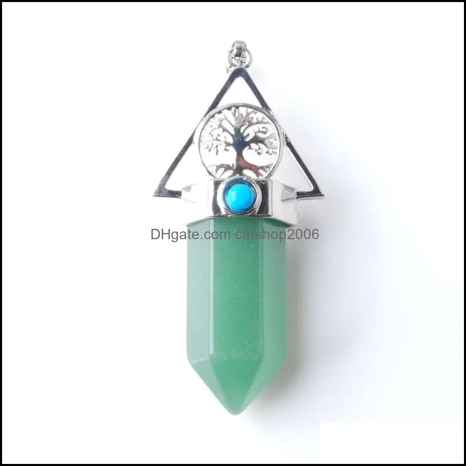 Men Woman Jewelry Accessories Quartz Hexagonal Pointed Reiki Pendant Natural Stone Chakra Bead Healing BO943