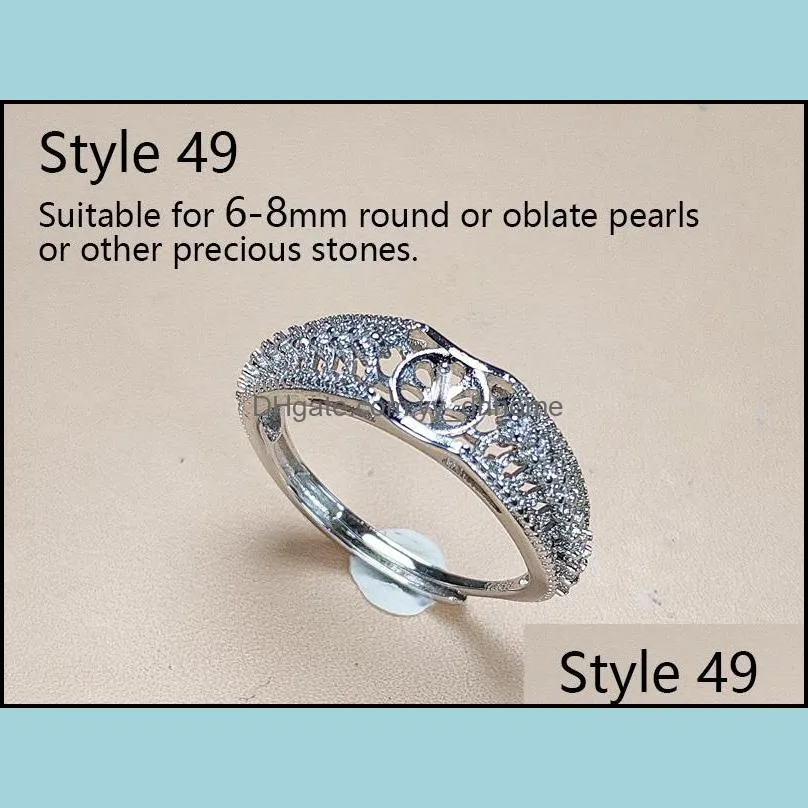 DIY Present Pearl Rings Settings Shining S925 Silver Rings Jewelry Ring for Women Adjustable Wedding Ring Accessories