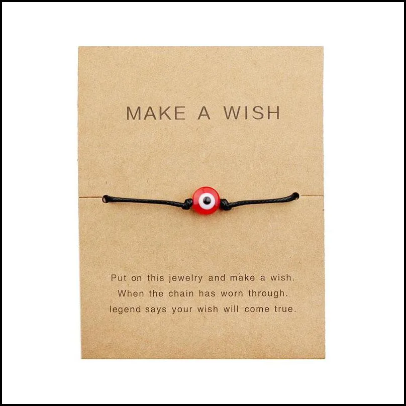 Make a Wish Paper Card Adjustable Link Bracelet Turtle Elephant Tree Map Flower Handmade Woven Bracelets Simple Fashion Women Jewelry