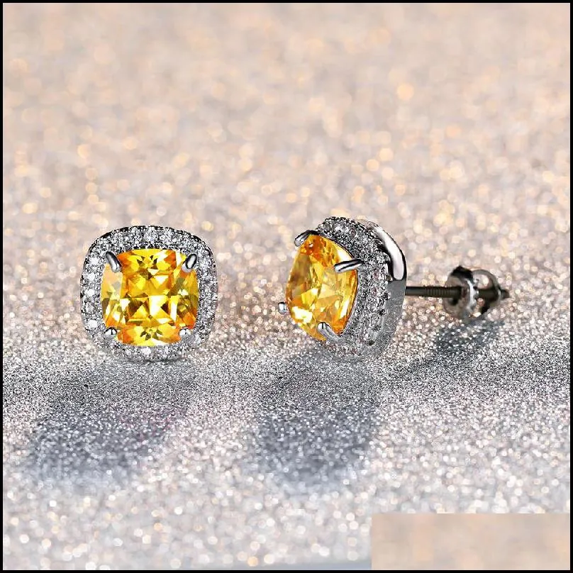 Hotsale Earrings for Men Women Screwback Earrings Gold Plated Bling CZ Diamond Stone Stud Earrings for Men Women Nice Gift