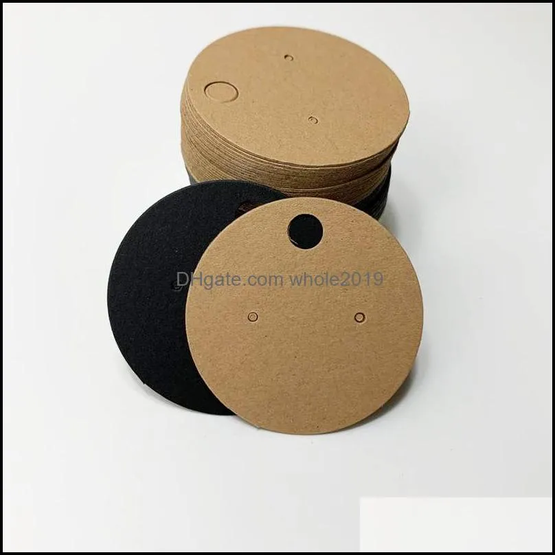 Kraft Paper Ear Studs Hang Tag Jewelry Display Card Earring Stand Blank Display Card Rectangle Round DIY Favor Price Label Tag