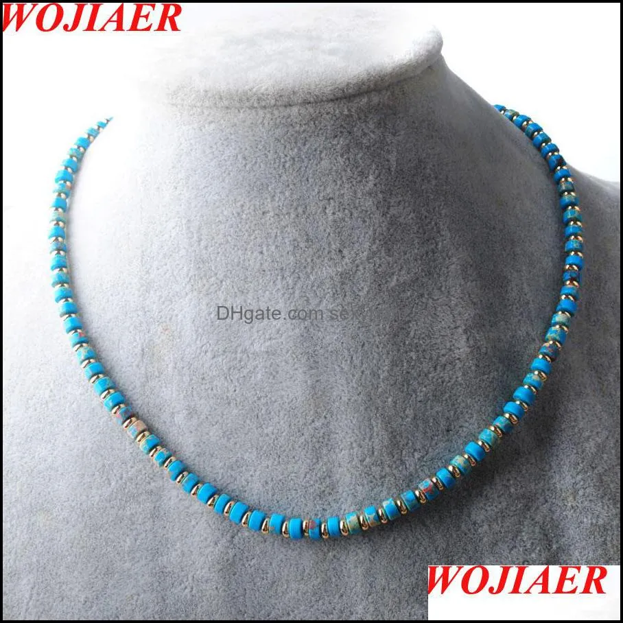 Choker Necklace New Natural Stone African Turquoise Necklaces Women Blue Beads Circled Jewelry Personality Femme BF320