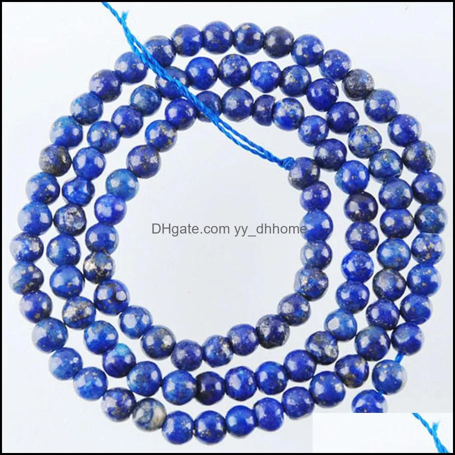 Natural Lapis Lazuli Round Loose Gemstone Strand Beads for Bracelet Jewelry Making 4/6/8/10mm BY917