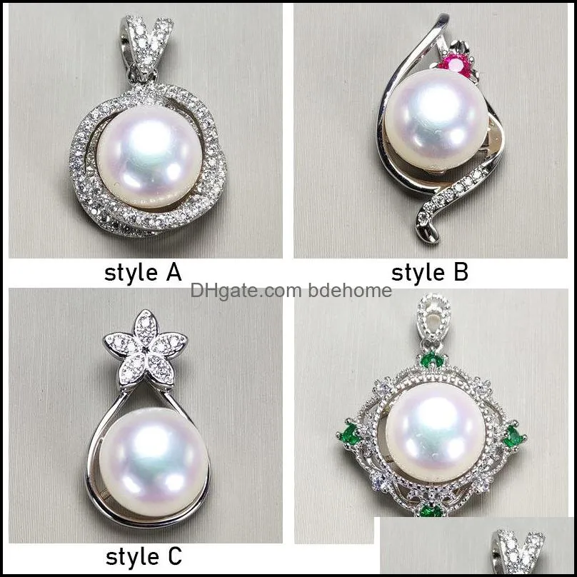 Big Pearl Necklace For women White Pearl Pendant 925 Silver Pendant Handmade Pearl Necklace Fashion Jewelry With Chain Gift 8pcs/lot