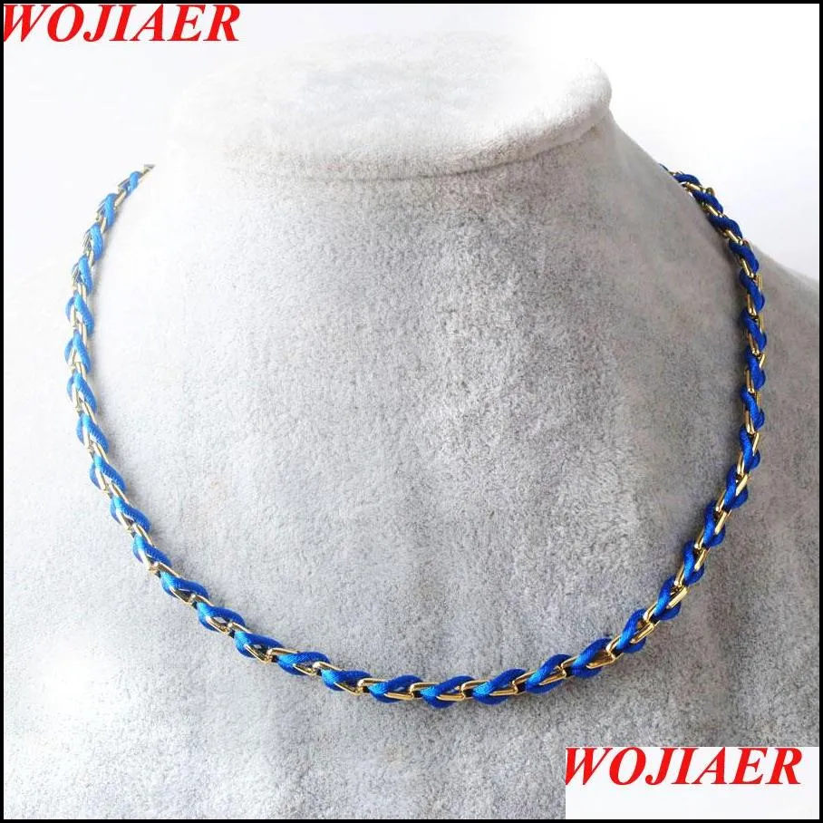 simple chokers chain blue pink women jewelry necklace fashion woven cotton cord wrap gold color female friend gift bf323