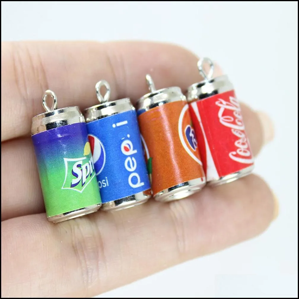 20pcs/lot resin cans charm simulation drink cola pendants jewelry for diy earrings keychain bracelet accessories