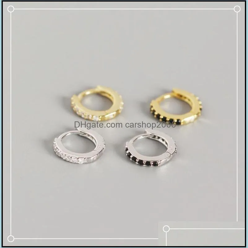 Fashion Light Luxury Earbuckle S925 Pure Silver Geometric Extremely Simple Zircon Round Earring Women`s Jewelry