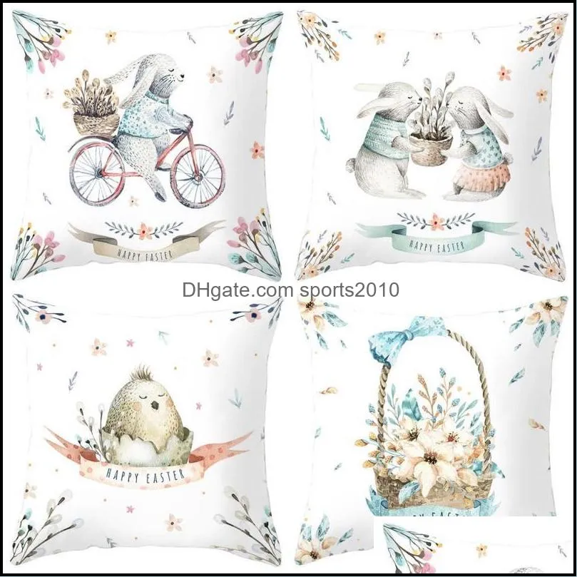 Easter Cushion Cover Pillowcase For Living Room Eggs Polyester Pillow Case 45*45cm