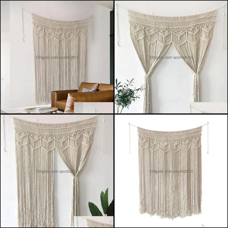 Hand-Woven Tapestry Cotton Yarn Knitted Door Curtain Wedding Backdrop Decorative