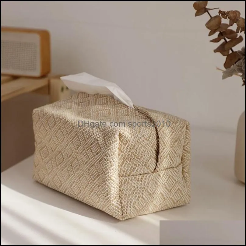 Small Jute Case Napkin Holder For Living Room Table Container Home Car Papers Dispenser