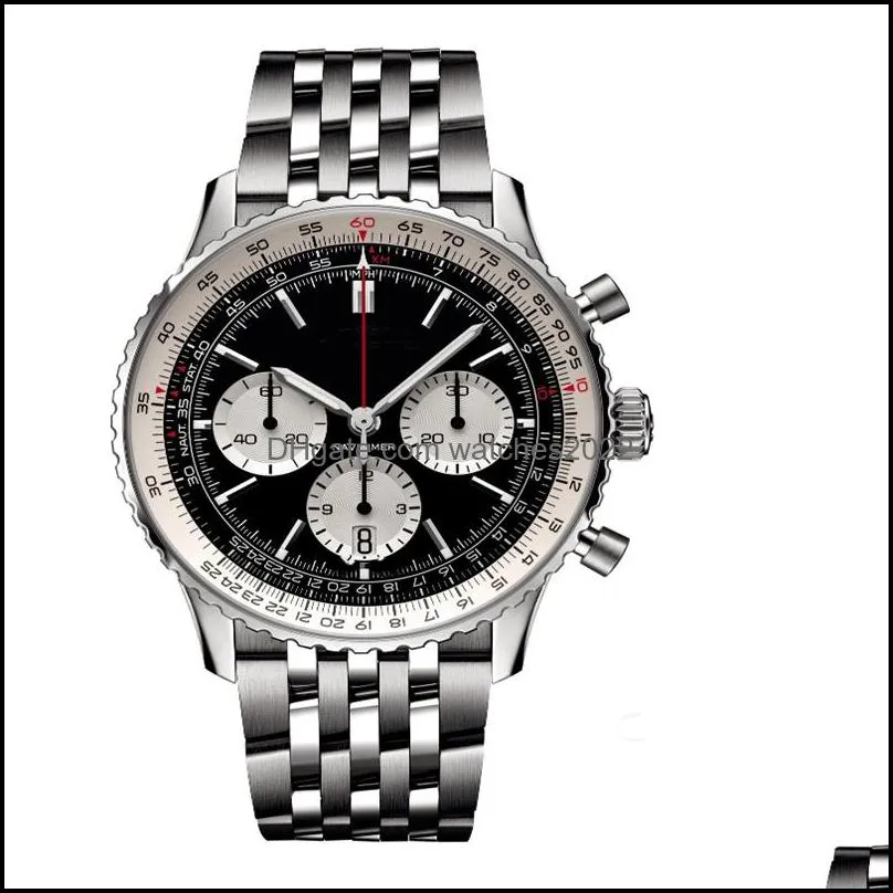Nacitimer B01 Fashion Business Chronograph 47MM Dial Panda Eye Belt Men`s Quartz Wrist Watch watches