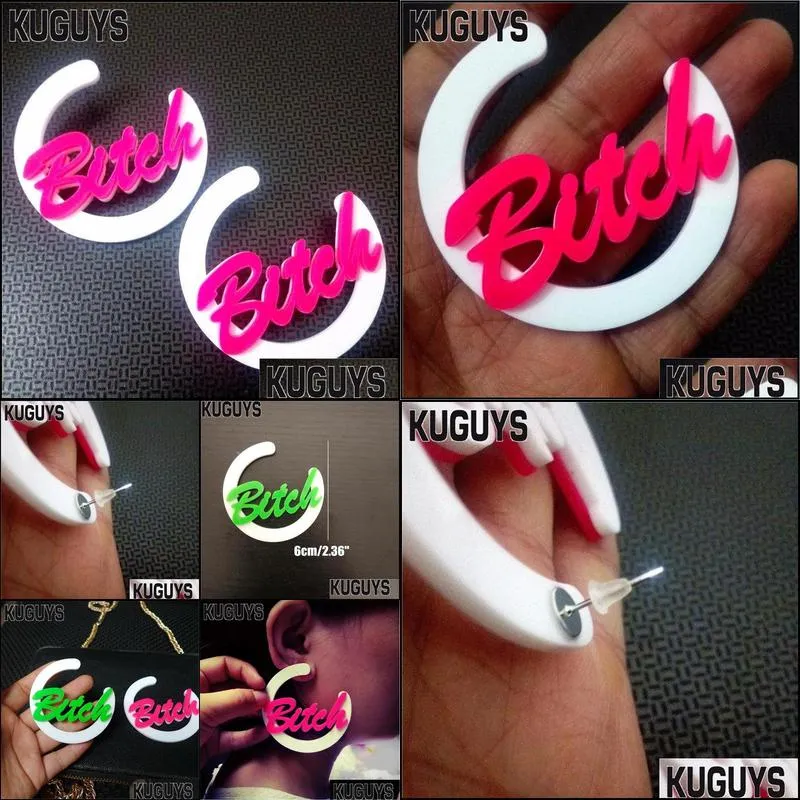 stud kuguys hyperbole round large earrings for women fashion oorbellen womans pendientes acrylic letter 