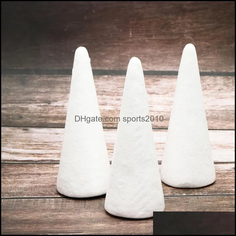 10pcs 18.5cm White Solid Foam DIY Cone Children Handmade Craft Accessories For Home Christmas