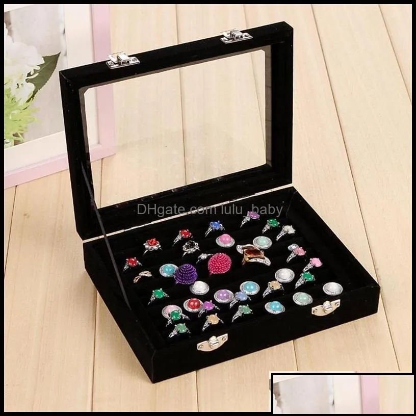 jewelry boxes packaging display 7 color veet glass ring earring organizer box tray holder storage t200917 873 q2 drop delivery 2021