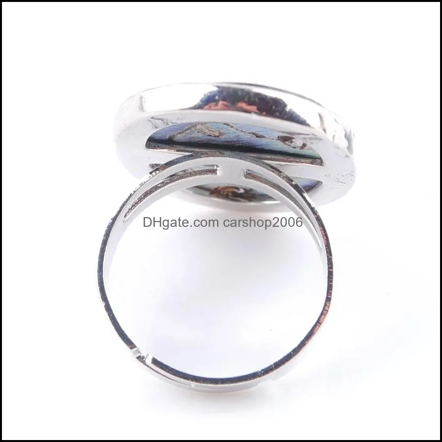Natural Abalone Shell Oval Beads Finger Adjustable Rings For Men Women Reiki Sea Shell Pearl Wedding Engagement X3050