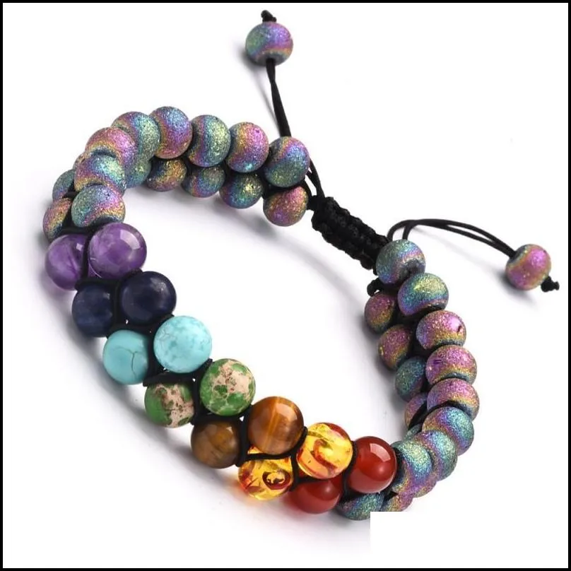 new multicolor 8mm stone beaded bracelet 5 styles double layers natural volcanic rocks stone yoga braclets jewelry accessories gift