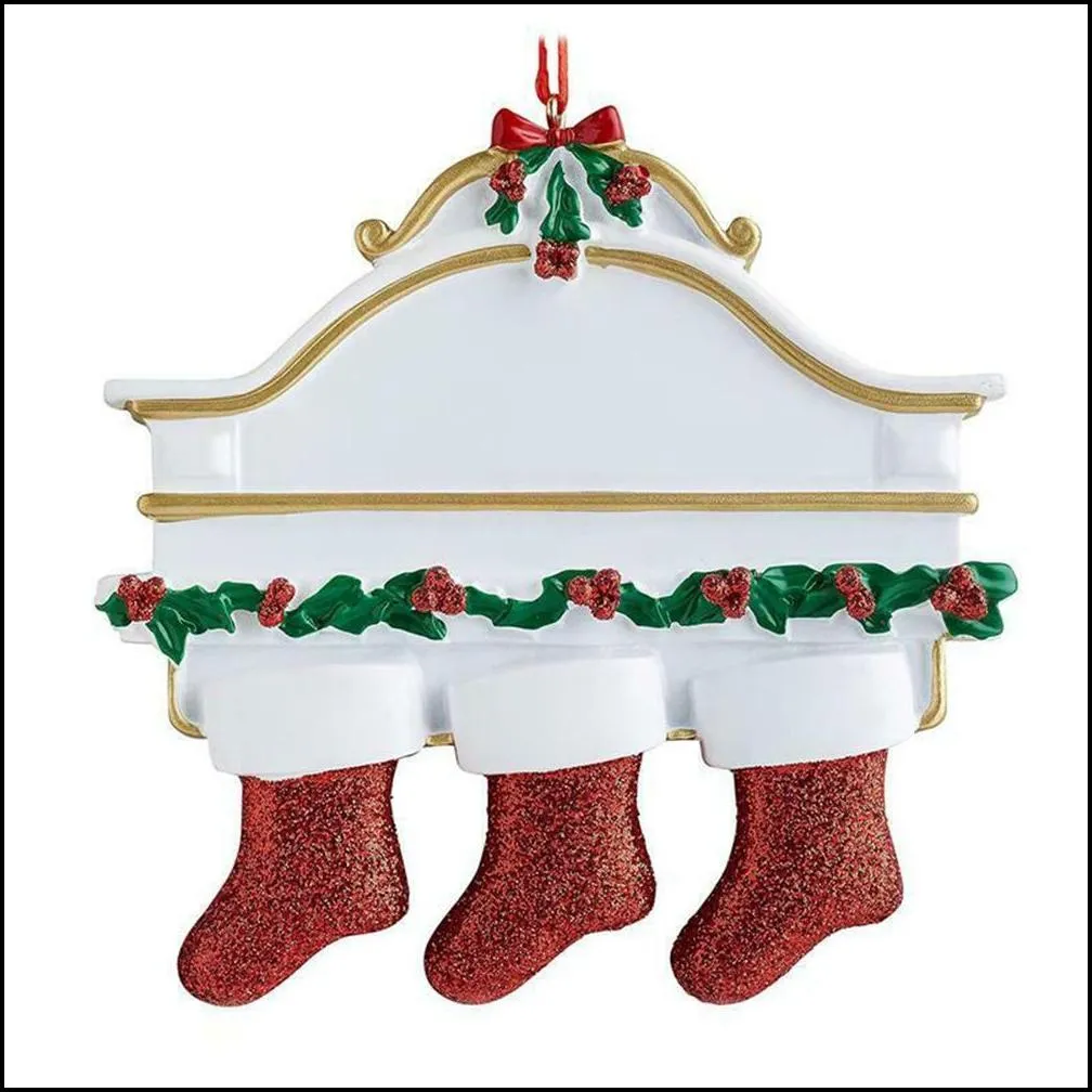 resin personalized stocking socks christmas decorations family of 2 3 4 5 6 7 8 christmas tree ornament pendants