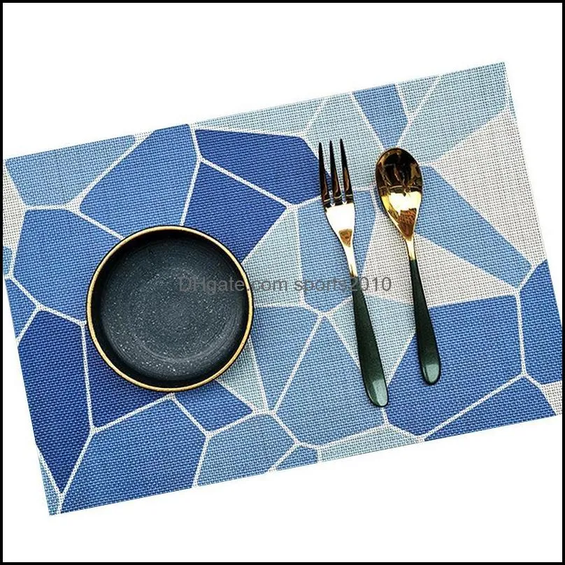 Geometric PVC Printing Placemat Waterproof And Oilproof Heat Insulation Pad El Home Dining Table Mat For 4/6pcs