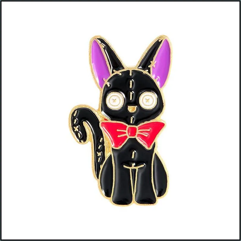 dark series black cat wear knot shape brooches cartoon animal alloy geometric clothes badges accessories unisex lovers sweater bags clothing