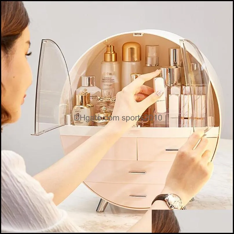 Magnetic Suction Double Door Makeup Box Dustproof Lipstick Mask Shelf Beauty Skin Care Product