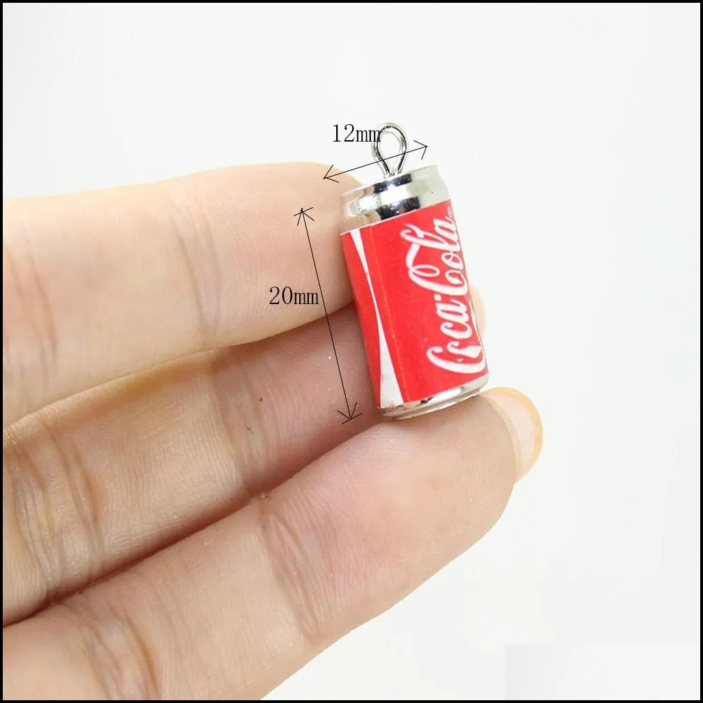 20pcs/lot resin cans charm simulation drink cola pendants jewelry for diy earrings keychain bracelet accessories