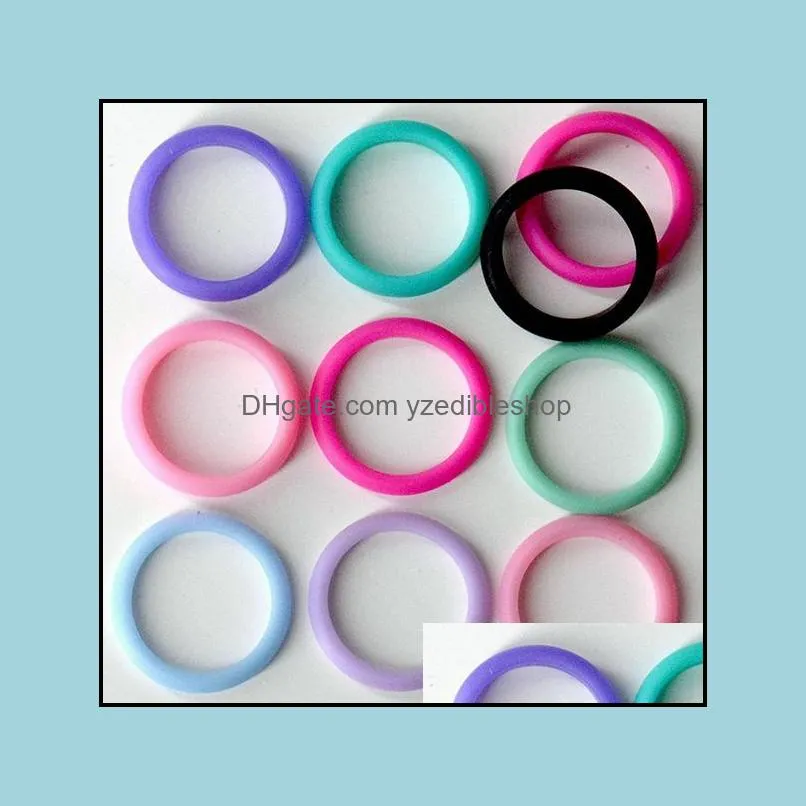 10pcs /lot mixed color silicone wedding band ring 3mm soft flexible rubber women rings circle fashion jewelry gift