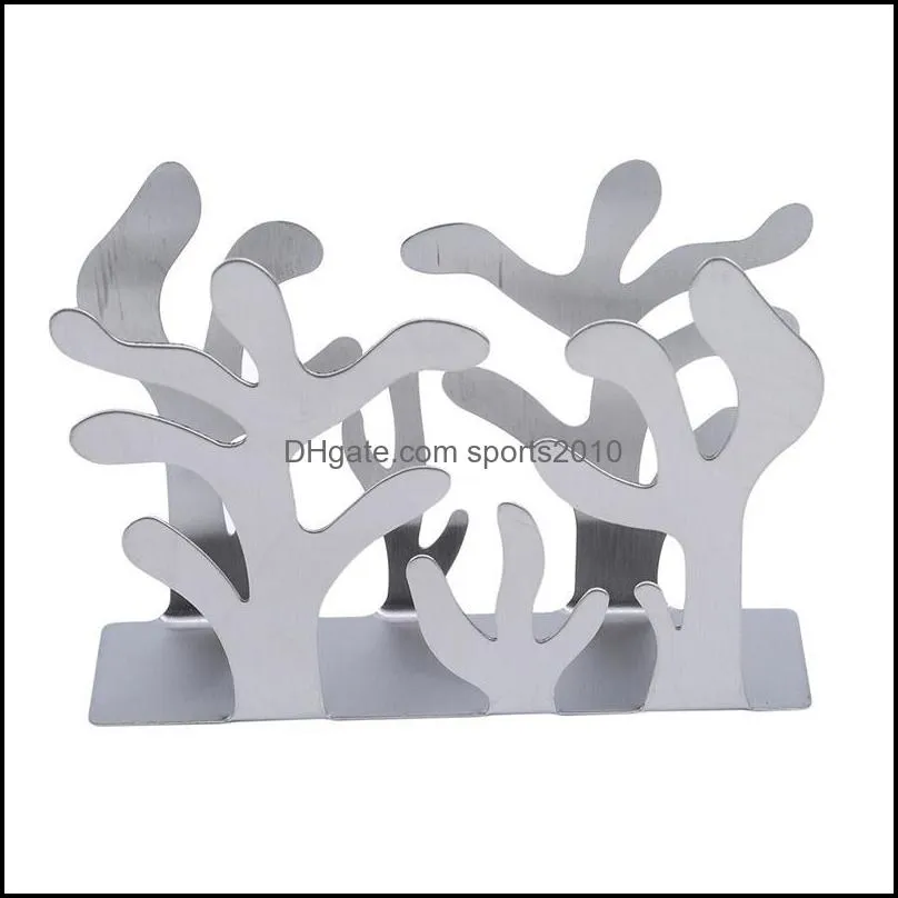 Stainless Steel Napkin Rack Box Holder Cutlery Floral Hollow-Out Design Table Decoration