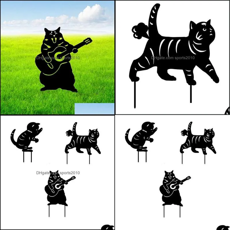 3PCS Cat Silhouette Stake Yard Art Acrylic Garden Crafts Lawn Ornament For Courtyards Backyards Lawns