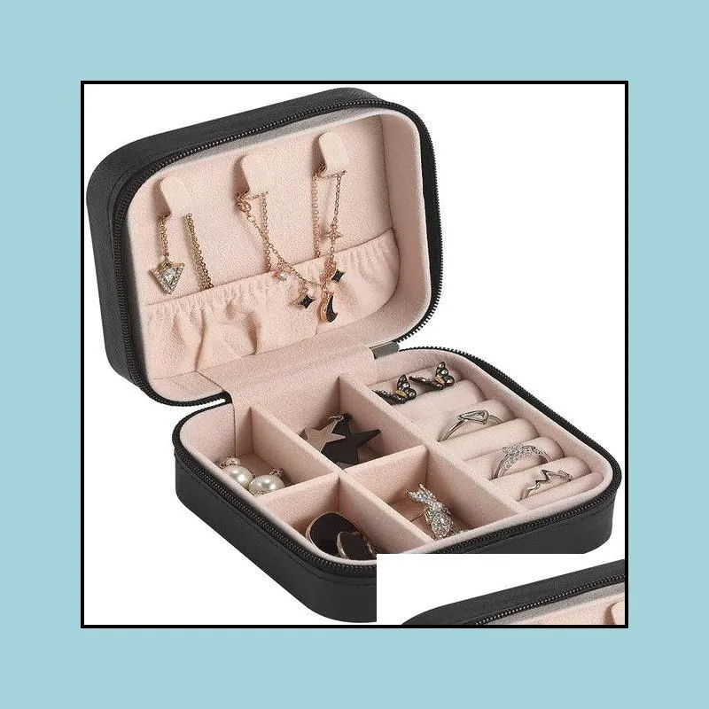 rose mint blue mini jewelry box for earrings portable necklace storage gift boxes women travel girls holder case jewellery ring brace