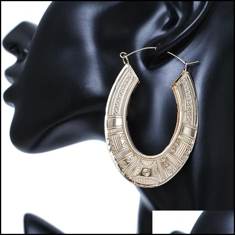 1pair europe punk big hoop earring for women men jewelry street hyperbole statement bamboo style earrings fashion jewelry e201
