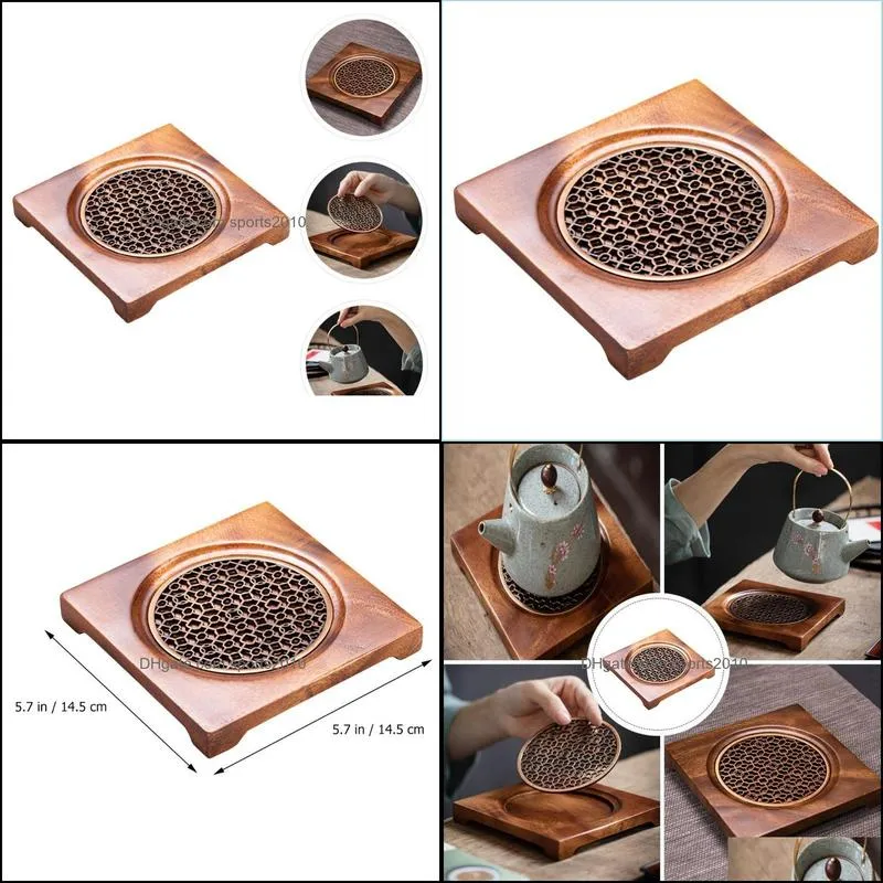 1Pc Wooden Teapot Holder Cup Organizer Tea Table Fu Accessory