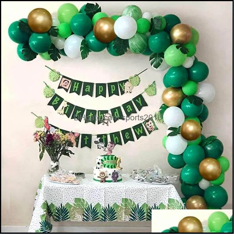 Safari Jungle Balloon Garland Arch Kit Palm Leaves And Balloons For Baby Shower Wild Theme Decor Supplies