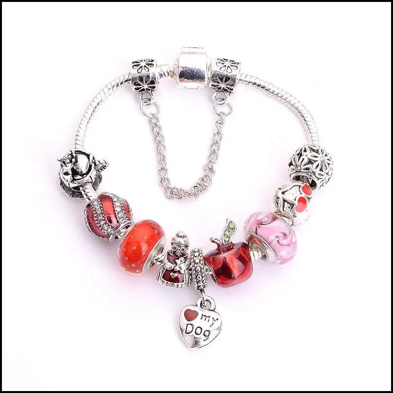 wholesale-charm bead alloy silver plated bracelet suitable for  style heart-shaped bracelet jewelry