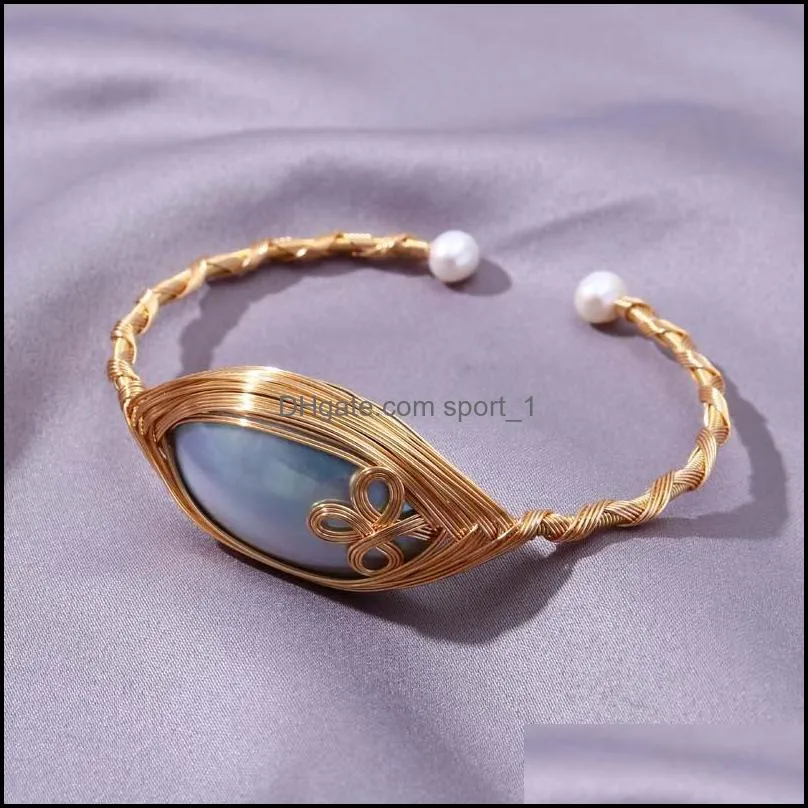 Original Design 14k Gold Flled Mabe Pearl Bracelet Handmade Pearl Bangle For Women Girl Wedding Gift Jewelry Christmas Gift 1PCS/lot